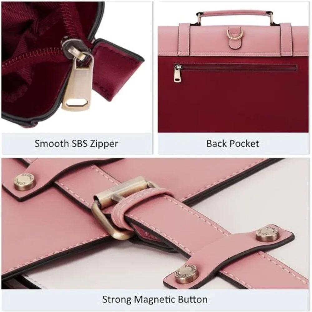 Women's Laptop Bag Vegan Leather Messenger Bag Briefcase Backpack, 15.6 inch